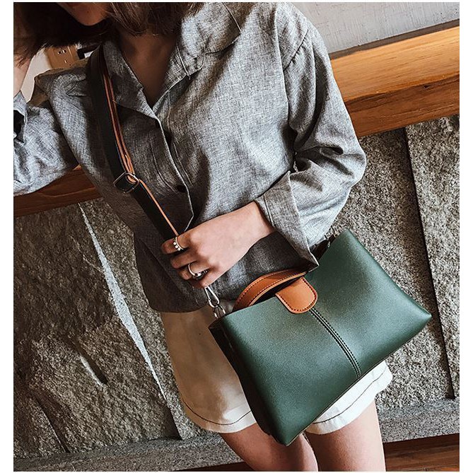 BJ28088 - BLACK/GREEN/WHITE - TAS SLEMPANG IMPORT HANDBAG TOTEBAG JINJING KULIT IMPORT FASHION WANITA TERMURAH TERLARIS BAGSTORE JAKARTA GT1210 B8088 LT1589 BQ2611 EL300 CR7189