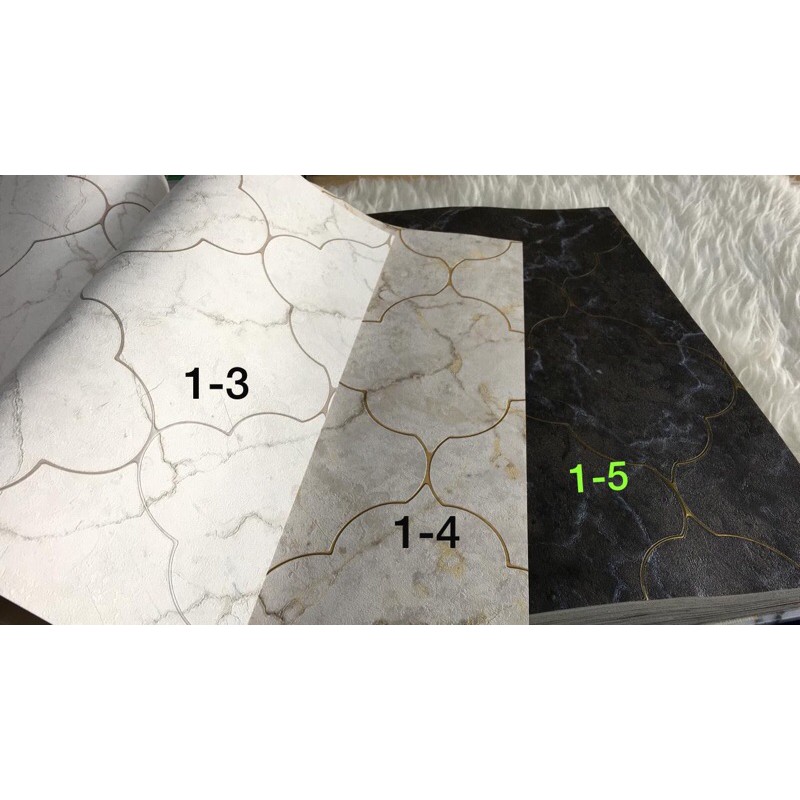 Wallpaper Dinding Motif Marmer Modern Variasi Hitam Putih Cream