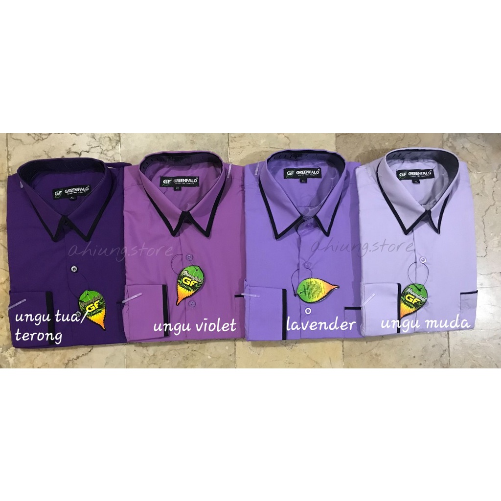 KEMEJA PRIA GREENFALO - KEMEJA PRIA MOTIF KOMBINASI LENGAN PANJANG PRIA WARNA UNGU MUDA / UNGU LAVENDER / UNGU TUA / UNGU VIOLET