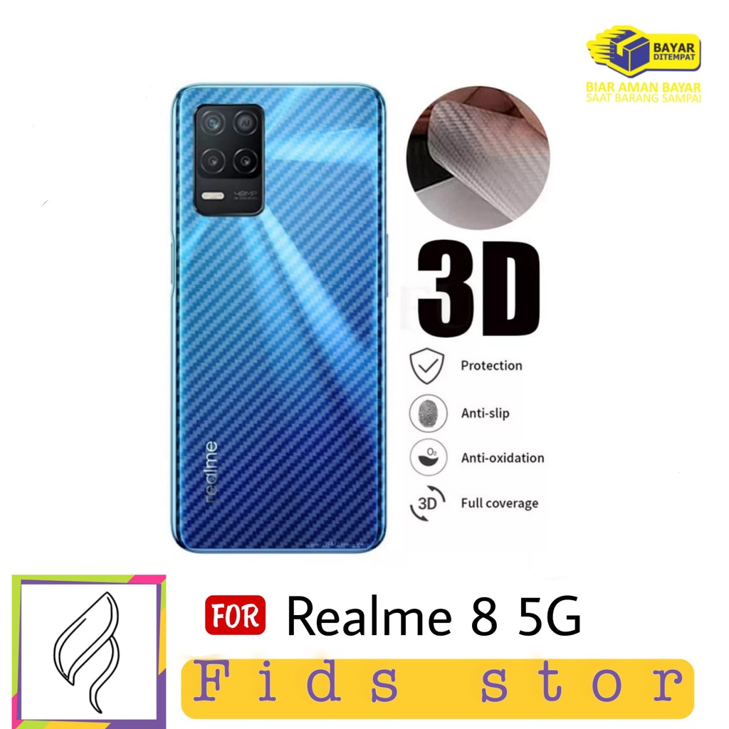PROMO Garskin Carbon Realme 8 / Realme 8 5G Anti Gores Pelindung Belakang HP Violette Design Skin Back 3D