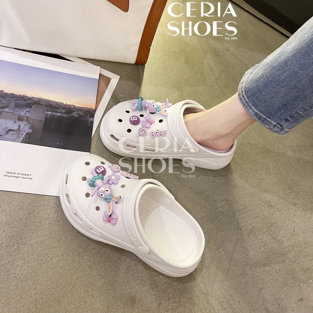 EVA Sandal Slop Wanita Slippers Korean Import Anti Slip Rubber Super Ringan Empuk Bahan Elastis Anti Slip Motif Baby Rabbit