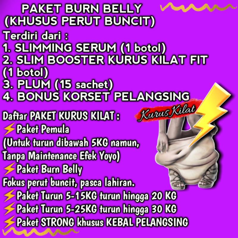 Paket Burn Belly Kurus Kilat Perut Buncit Pelangsing Obat Diet Herbal Ampuh Penurun Berat Badan