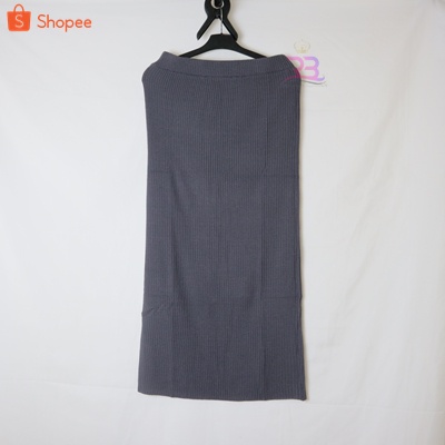 Rok Rajut ABG & JUMBO Rok Span Rajut Wanita / ROK Panjang PREMIUM / Rok Knit Rajut / Rok Tebal / Rok oversize-ABU TUA