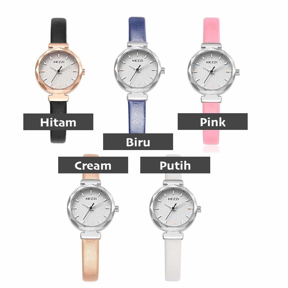 Kezzi Korea 1575 - Jam Tangan Fashion Wanita - Cream - Model Analog