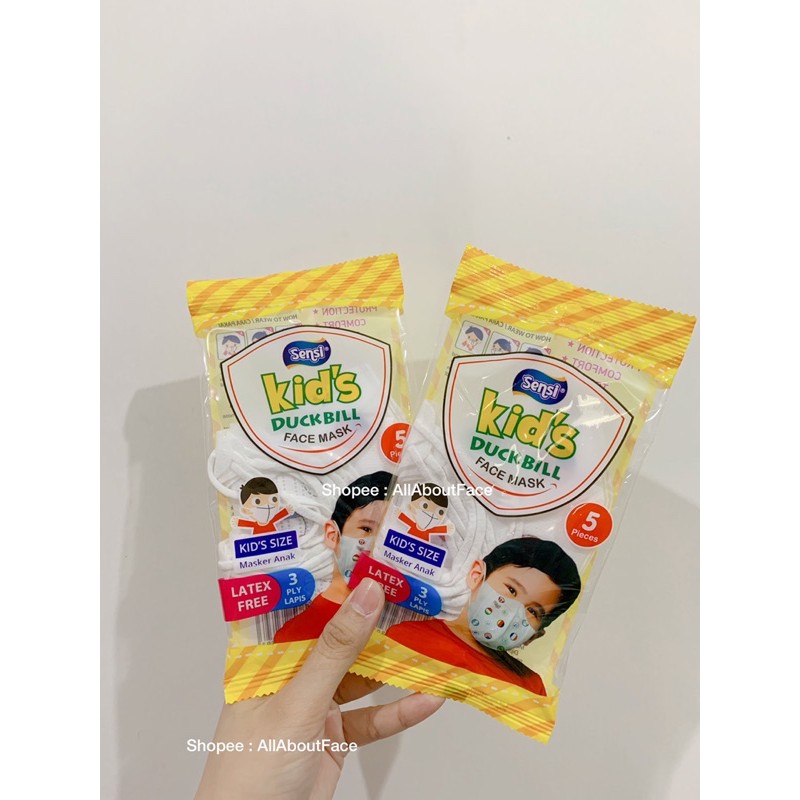 Masker Sensi Kids Duckbill Anak Sachet Isi 5 3Ply-Duck Bill | MASKER SENSI DUCKBILL ANAK SACHET