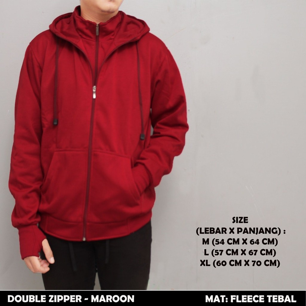 JAKET DOUBLE ZIPPER POLOS - JAKET HOODIE POLOS DOUBLE ZIPPER - HOODIE DOUBLE RESLETING 03