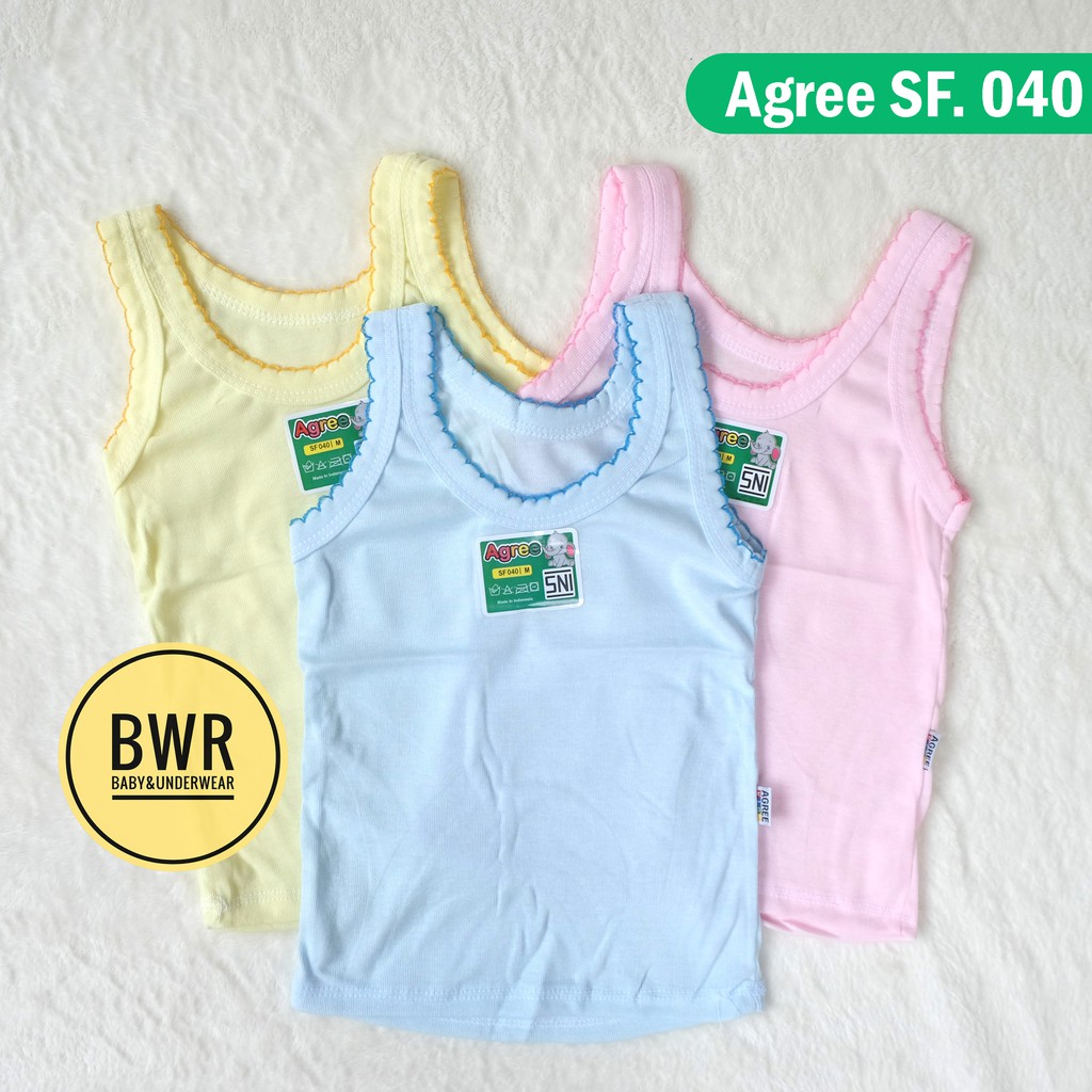 [ 6pc ] Singlet Agree Warna SF040 [ II E7 - I7 ] Pakaian Kaos Dalam Anak Sg Sf 040 - Bwr
