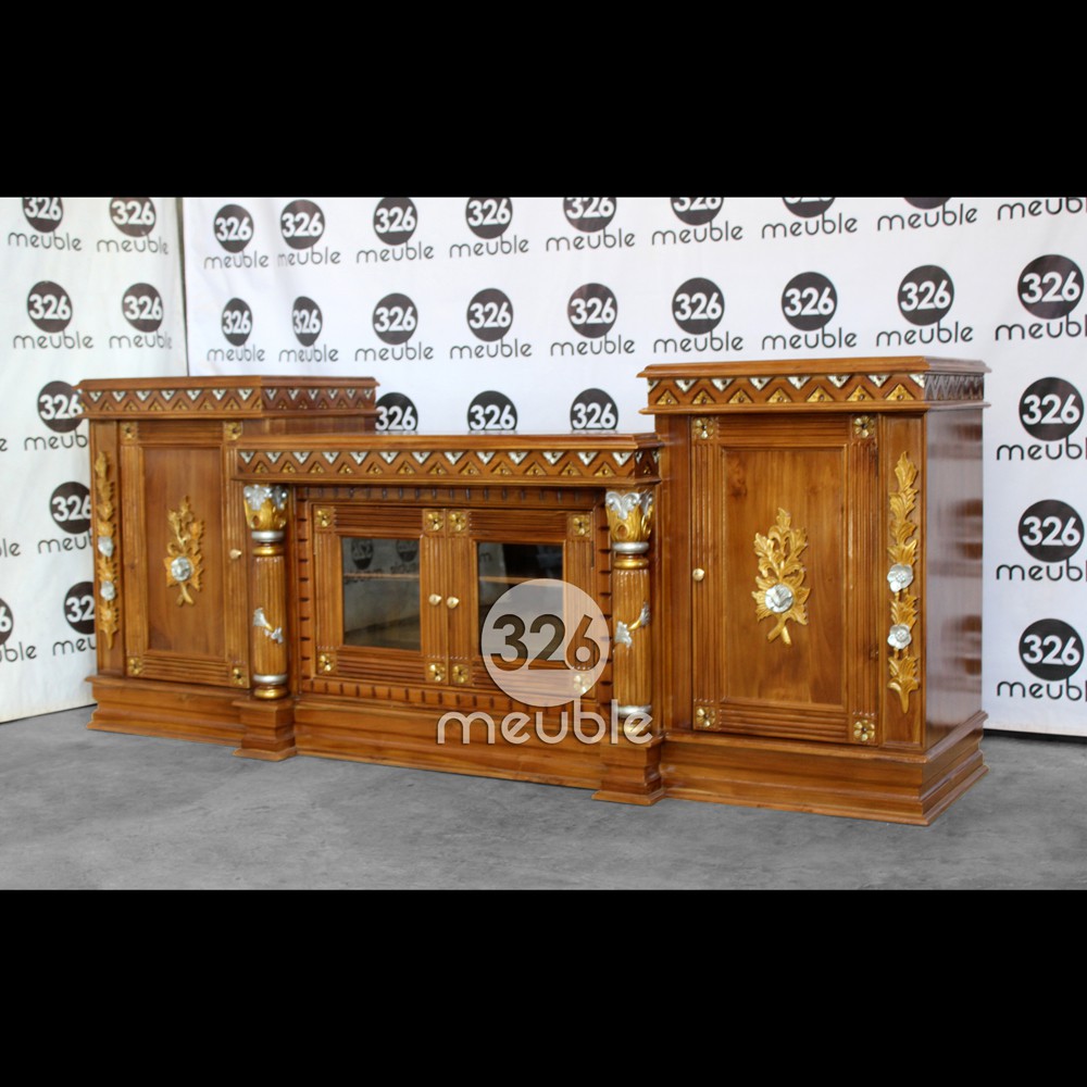 Meja Tv Ukiran Jati Mebel Jepara, Bufet Tv Ukiran Jati - Meja Tv Salur