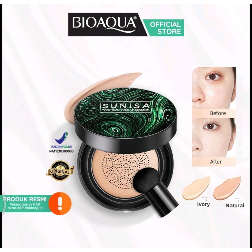BPOM BIOAQUA x Sunisa Air Cushion BB Cream CC Cushion 20g BPOM / Cushion Waterproof / Bedak Anti Air