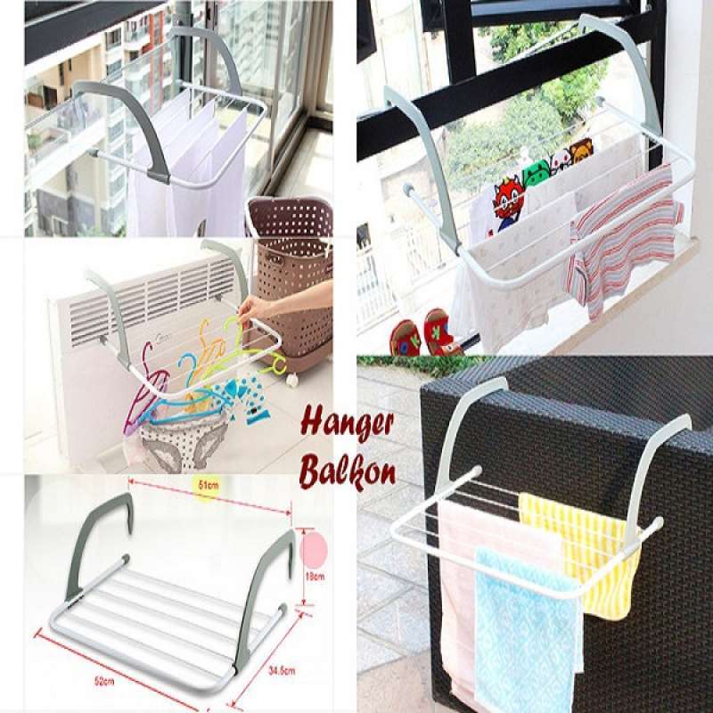 FM - Hanger Balkon stainless 35 x 50 cm Gantungan Baju Portable Serbaguna