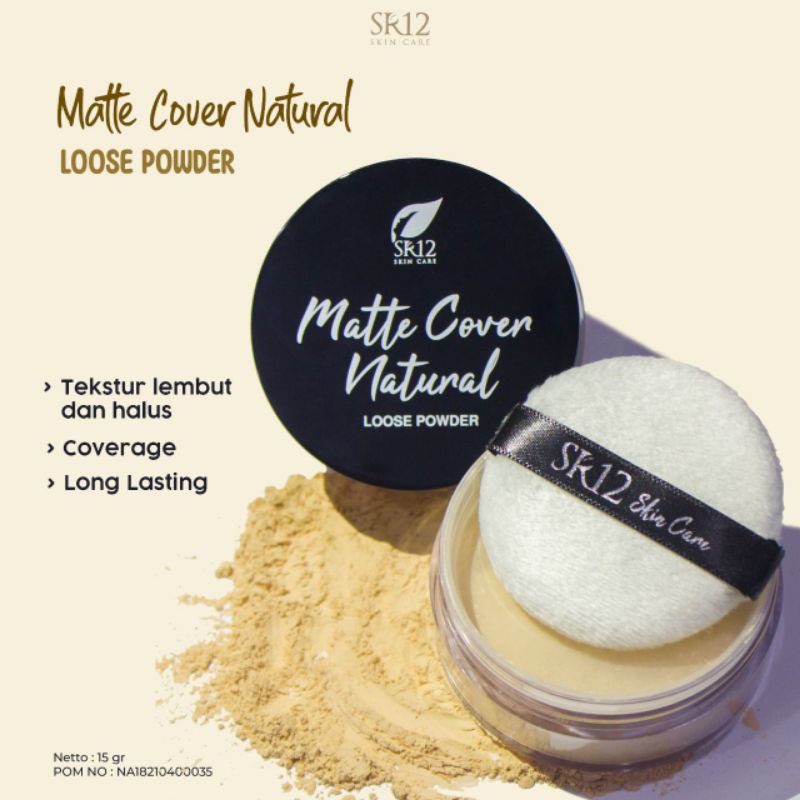 MATTE COVER NATURAL LOOSE POWDER SR12 | PENUTUP BEKAS JERAWAT FLEK HITAM | FACE POWDER BEDAK TABUR WITH SPF 15