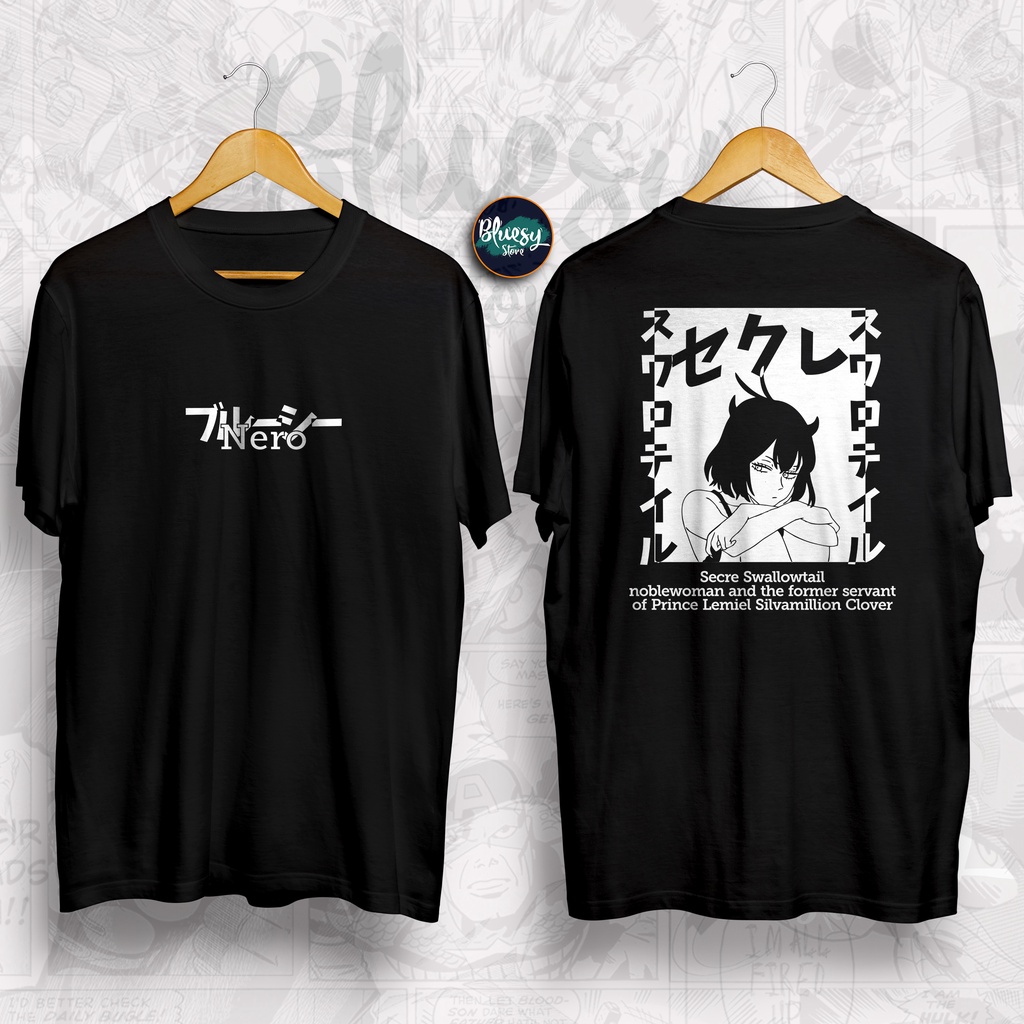 Kaos ANIME BLACK CLOVER NERO SECRE SWALLOWTAIL BIRD ANTI MAGIC ASTA SERVANT FIRST EMPEROR / BAJU ANIME BLACK CLOVER NERO BLUESYCLOTH