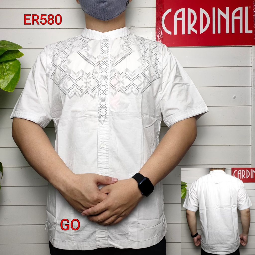 gos  TSC CARDINAL KEMEJA KOKO PUTIH Jeans Taqwa Pakaian Pria Original Baju Muslim Polos Lengan Pendek