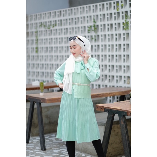 tunik import vest rajut rok plisket