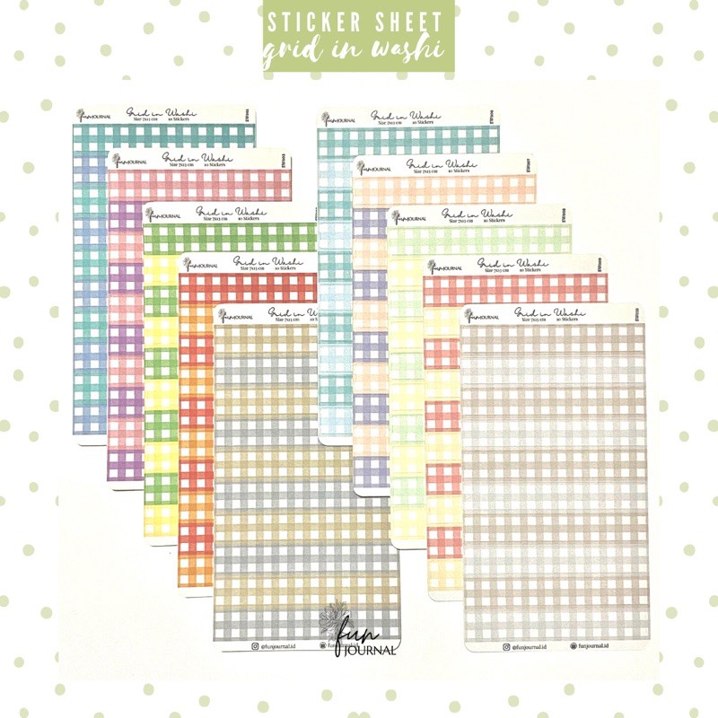 

GRID IN WASHI STICKER STIKER SHEET UNTUK JOURNAL JURNAL PLANNING PLANNER SCRAPBOOK DIY BUJO