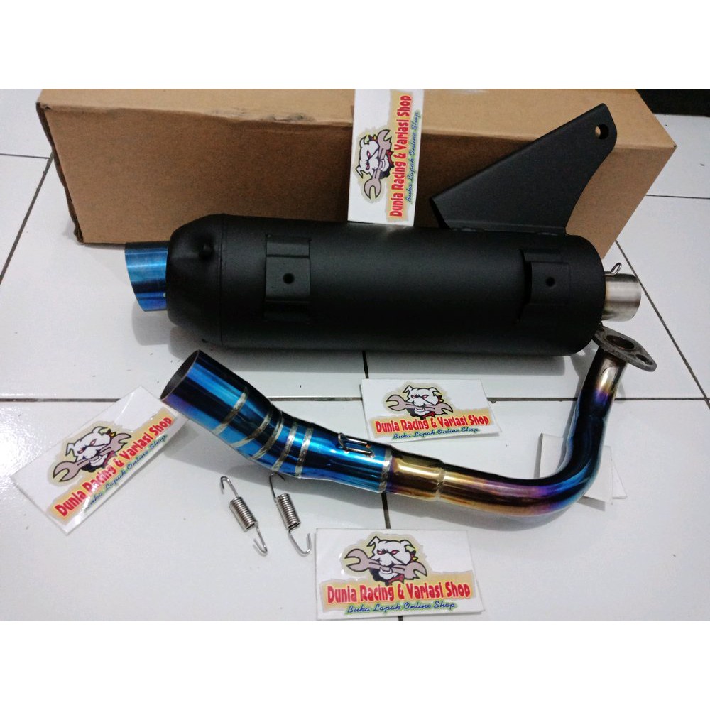 BARU Knalpot tsukigi Rainbow Blue non Embos Beat karbu Beat fi  Scoopy