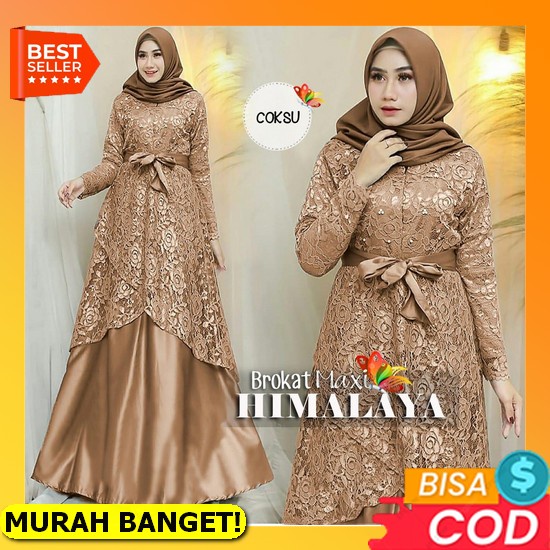 Baju Gamis Wanita Remaja Terbaru 2022 Model Kekinian Duyung Bhan Brukat Modern Pesta Kondangan Lebar