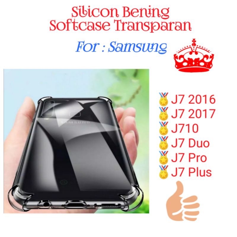 Case Samsung J7 J710 J7duo J7pro J7plus Duo Pro Plus Silicon Softcase Bening Transparan Casing Cover