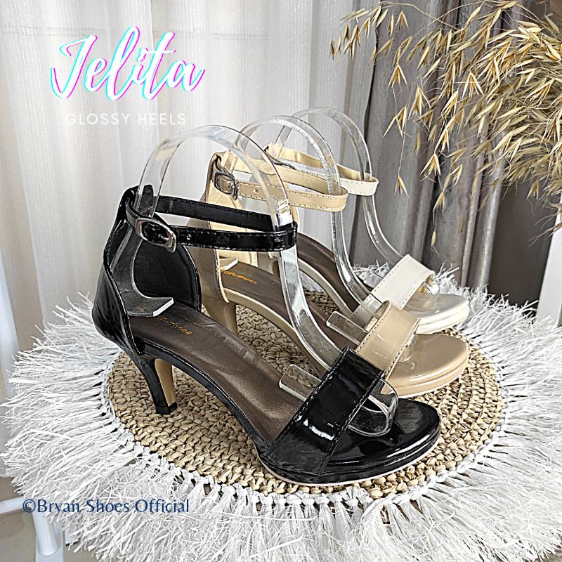 Bryan Jelita Platform Heels Tali 5cm 9cm Glossy Size 36-43 Sepatu Hak Tinggi High Heels Tebal Simple