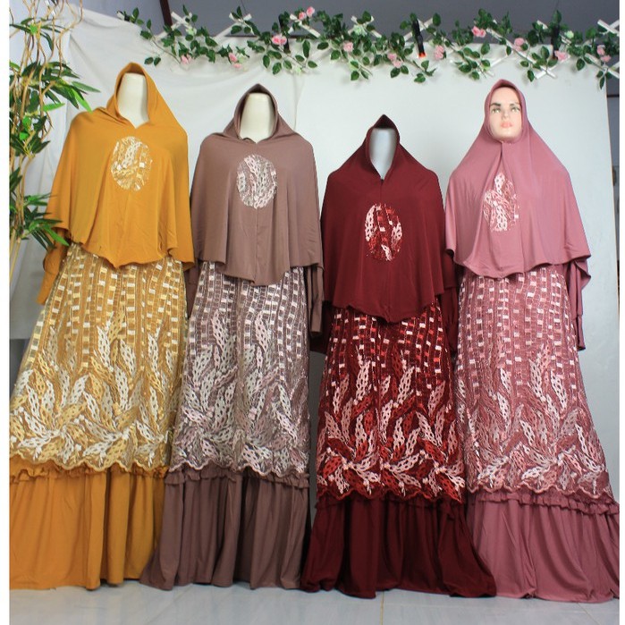 Gamis BRUKAT BROKAT  SYANIN BORDIR TILE  Busana Muslim Wanita Terlaris Ootd Kondangan baju sysari
