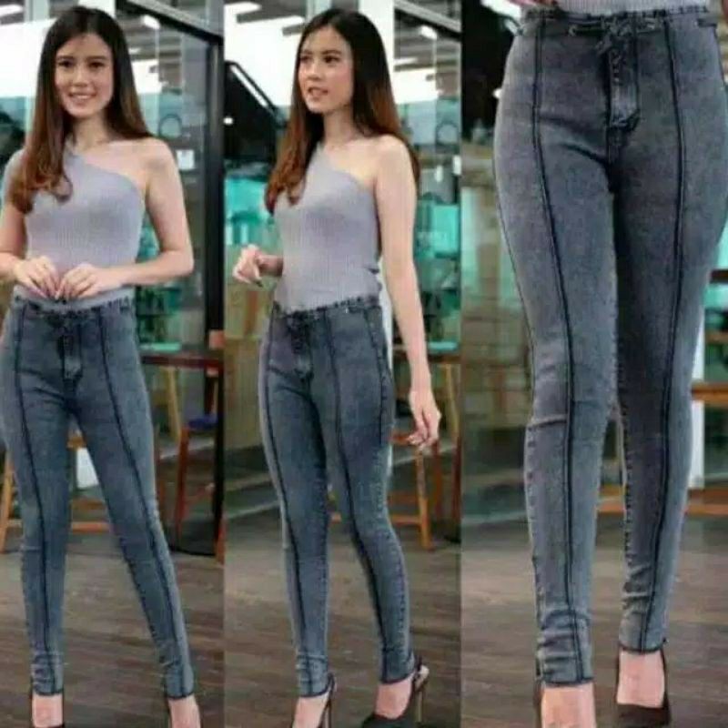 MURAH LEBAY VALERI JEANS HIGH WAIST TALI  // CELANA HW SNOW