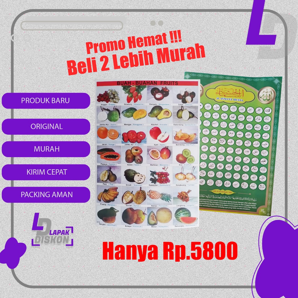 

Promo Poster Beli 2 Lebih Murah | Poster Buah-Buahan Dan Poster Amaul Husna