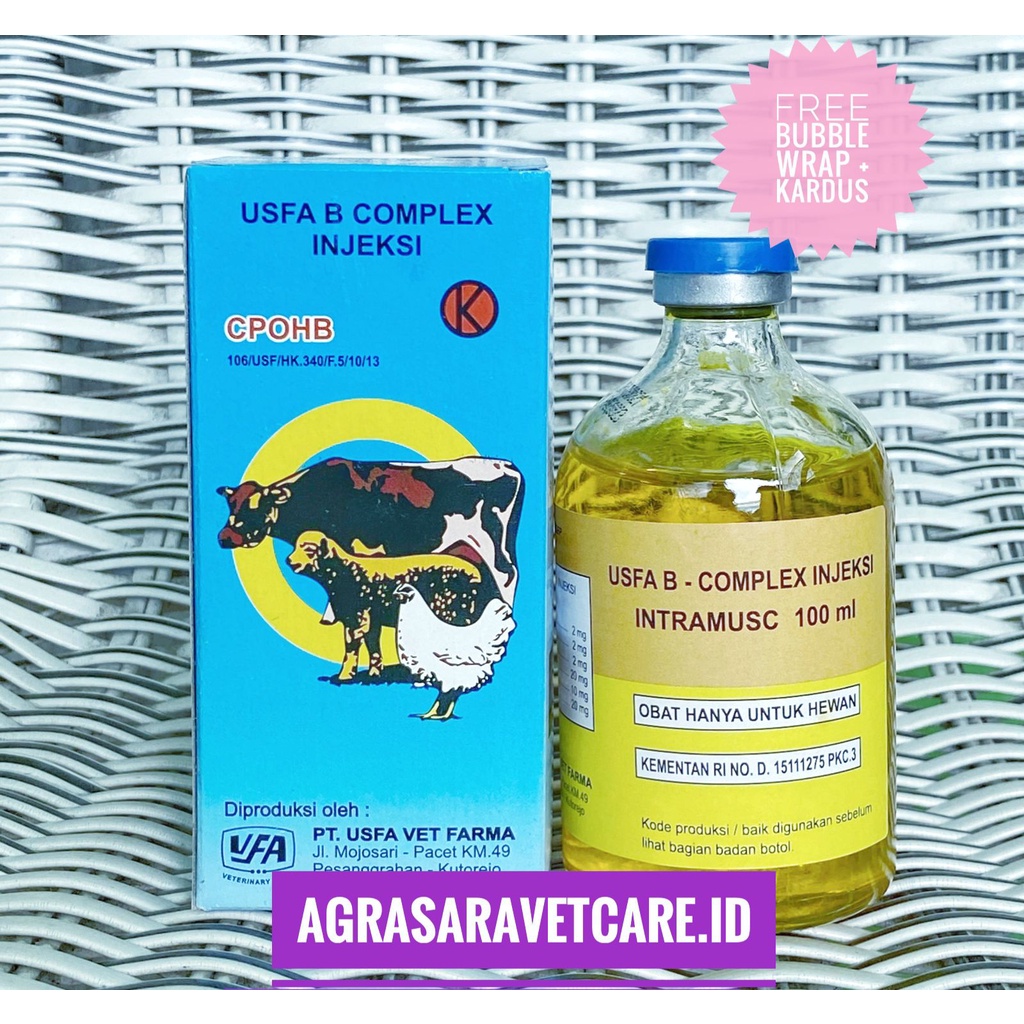 Jual USFA B COMPLEX INJEKSI 100 ML- VITAMIN B KOMPLEKS 100 ML HEWAN ...