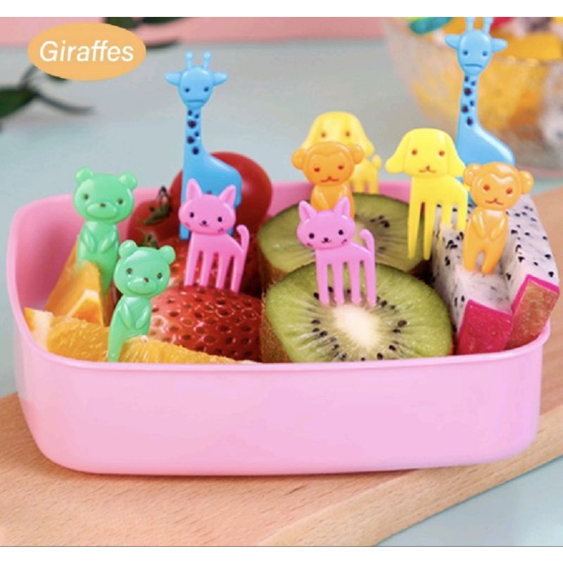 HOT SALE !! 10pcs Tusukan Bento ANIMAL JERAPAH Garpu Buah/Kue/Dessert/Bento Lucu Anak