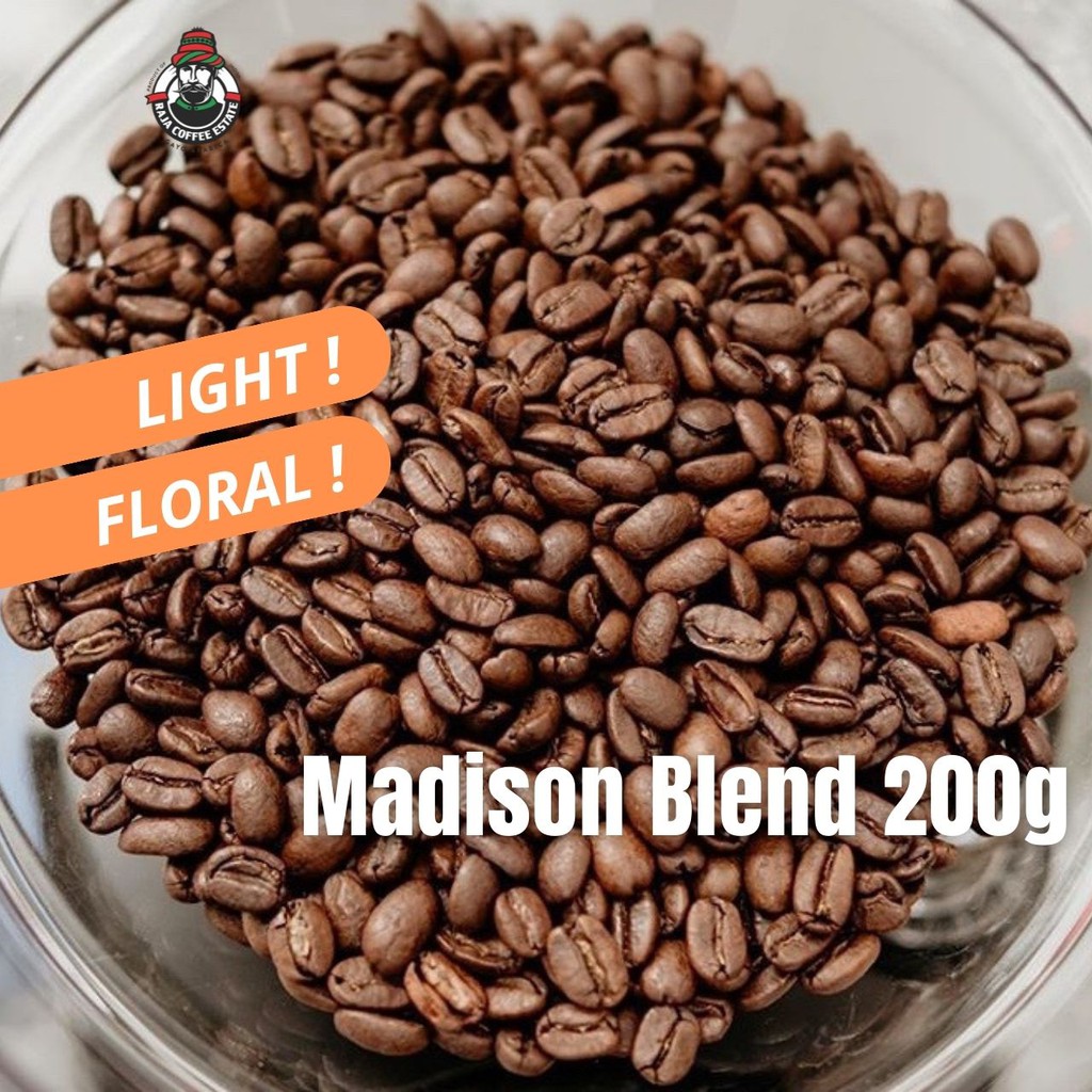 

RAJA COFFEE ESTATE MADISON BLEND 200G KOPI BIJI BUBUK ARABIKA ACEH GAYO JAMIN FRESH ROAST