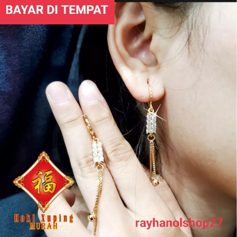 xuping Anting Jurai wanita motif permata pilihan model lapis emas 23k