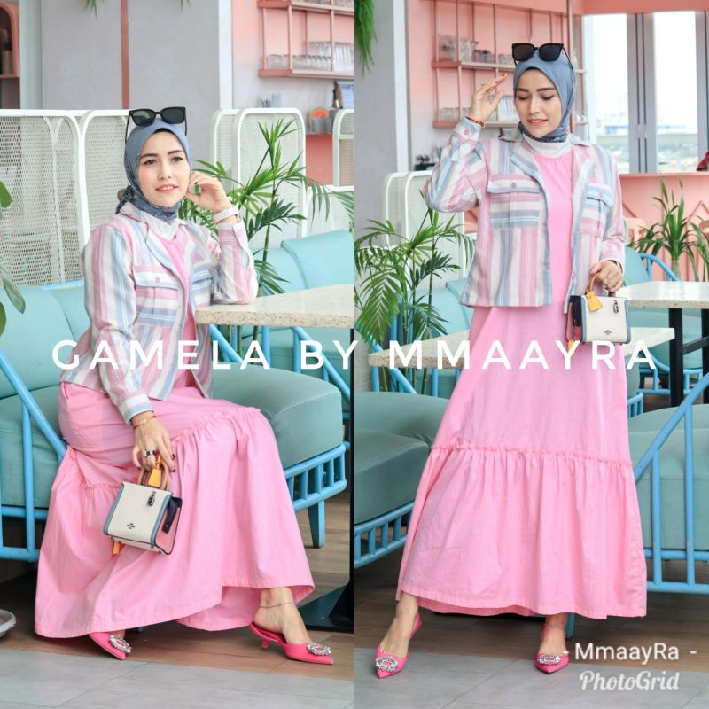 gamela by mmaayra setelan dress kutung blazer gamis outer