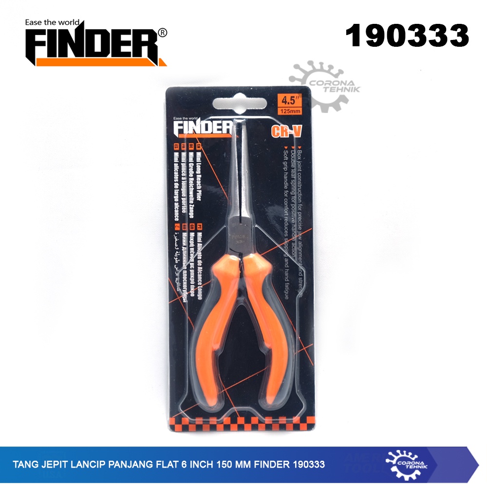 Finder 190333 - Tang Jepit Lancip Panjang Flat 6 Inch 150 mm