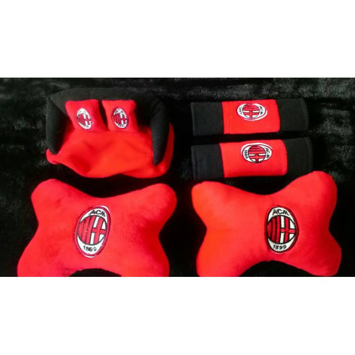 JUAL MURAH Bantal Mobil 3in1 Club AC MILAN / Sandaran Kepala Car Set 3 in 1 ACM