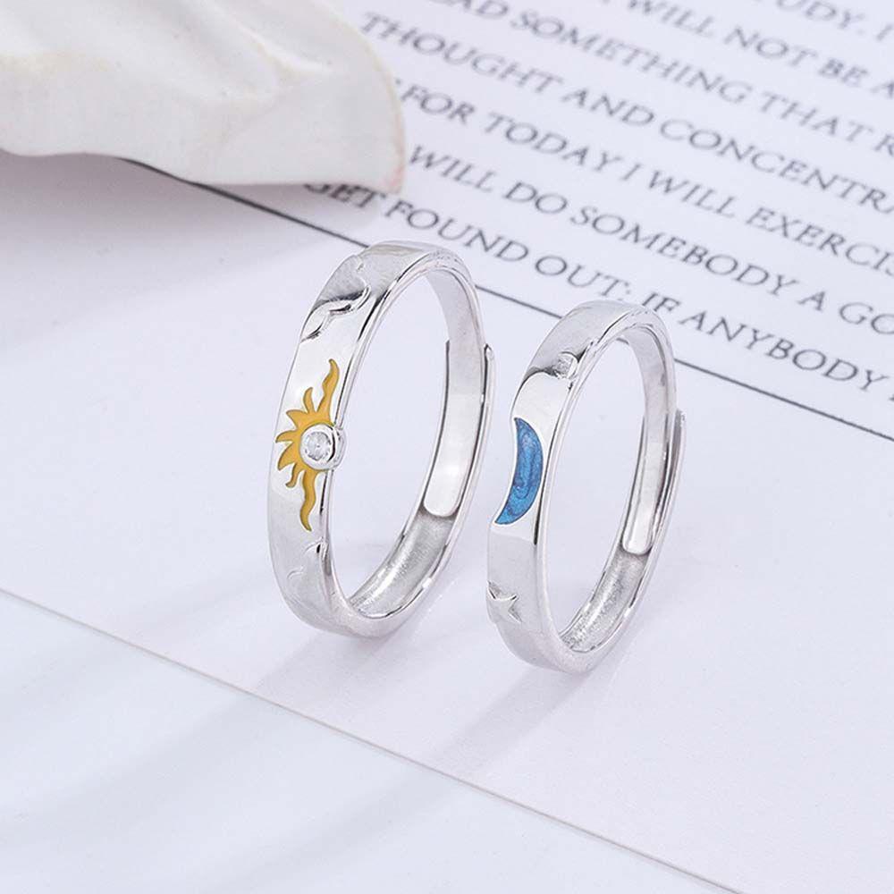 Mxbeauty Cincin Pasangan Romantis Sederhana Wanita Cincin Berlian Tembaga Matahari Gaya Korea Ring