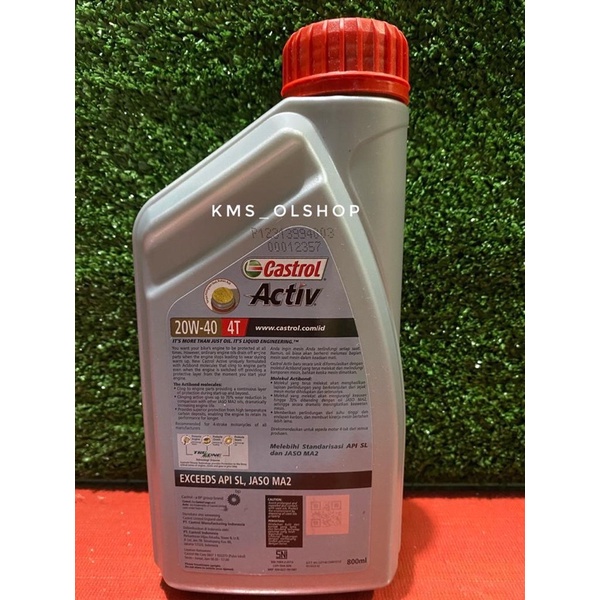 Oli Castrol Activ 4T SAE 20W-40 800ml Oli Mesin Motor Castrol Activ 0.8 Liter (Asli)