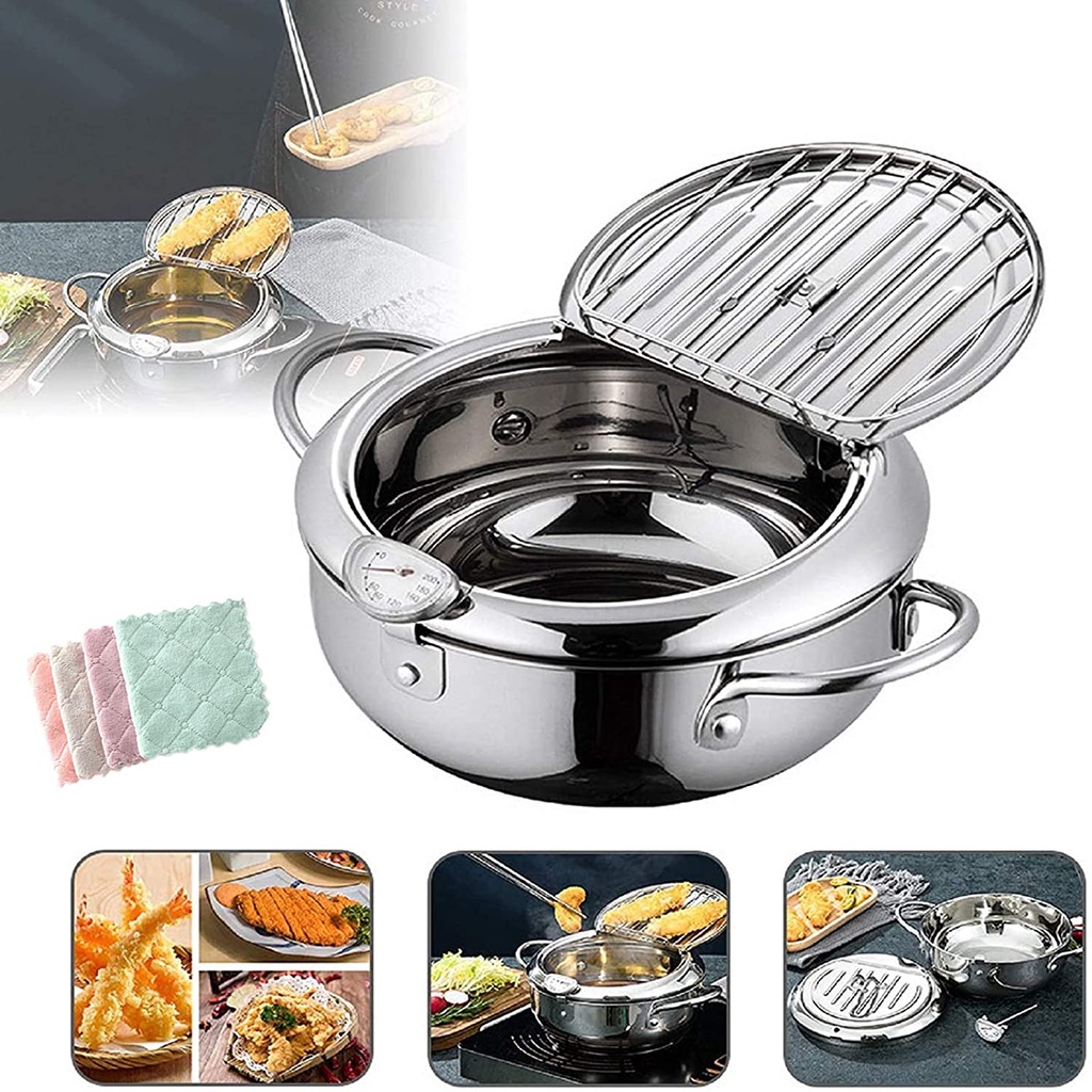 TERBARU Japanese Deep Frying Pot with a Thermometer and a Lid PROMO