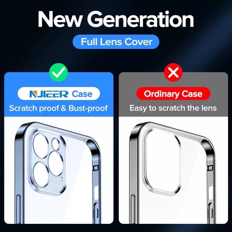 Softcase iPhone SE 2020 6 6G 6S 6+ 6S+ 7 7G 8 7+ 8+ PLUS X XS XR XSMAX MAX Case Square List Chrome Frame Plating Transparan Protect Casing Camera Protection