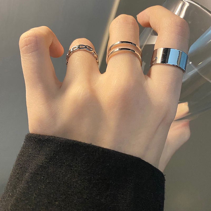 [Ready Stock]Cincin 3Pcs/Set Korea Titanium Anti Karat Dan Anti Luntur Murah Gaya Punk Hip-hop Fashion Pria Wanita Aksesoris Perhiasan Hadiah Ulang Tahun COD