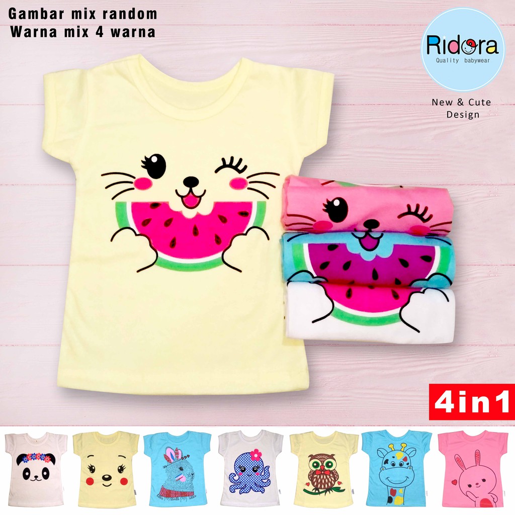  HARGA  untuk 4 PCS KAOS  BAJU  ATASAN BAYI  dan ANAK PEREMPUAN 