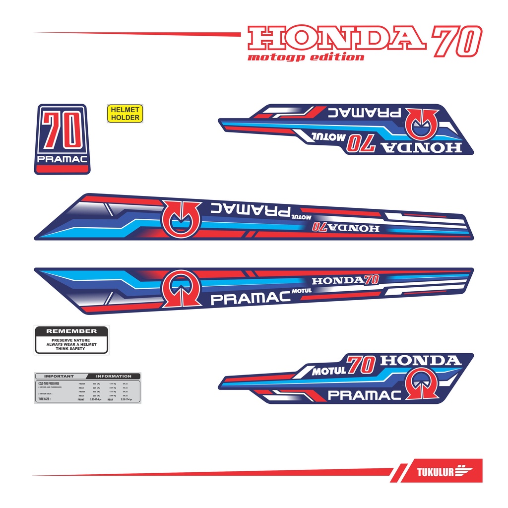 STIKER HONDA C70 STRIPING DECAL C70 MOTOGP PRAMAC RACING