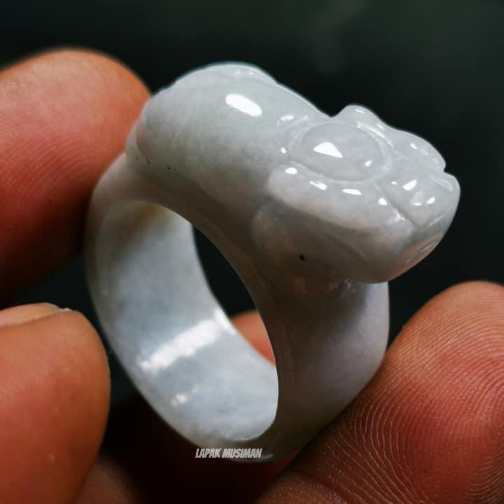 Cincin Pria Batu Giok Burma Birma Asli Natural Kombinasi Pixiu