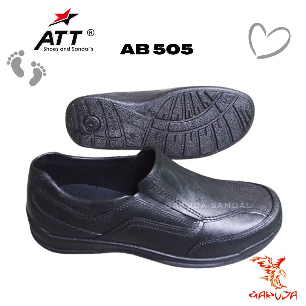 Sepatu SLip On Pria ATT AB 505 Pantofel Karet Pria Full hitam Tahan Air