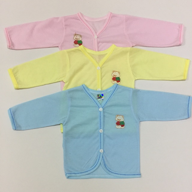 Baju lengan panjang bayi (0-6BLN) newborn polos warna