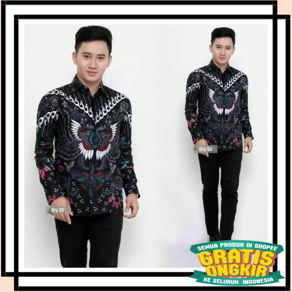 BATIK SEMARANG MURAH - TERBARU TERKINI / Kemeja Pria Lengan Panjang Motif Kupu abu abu.