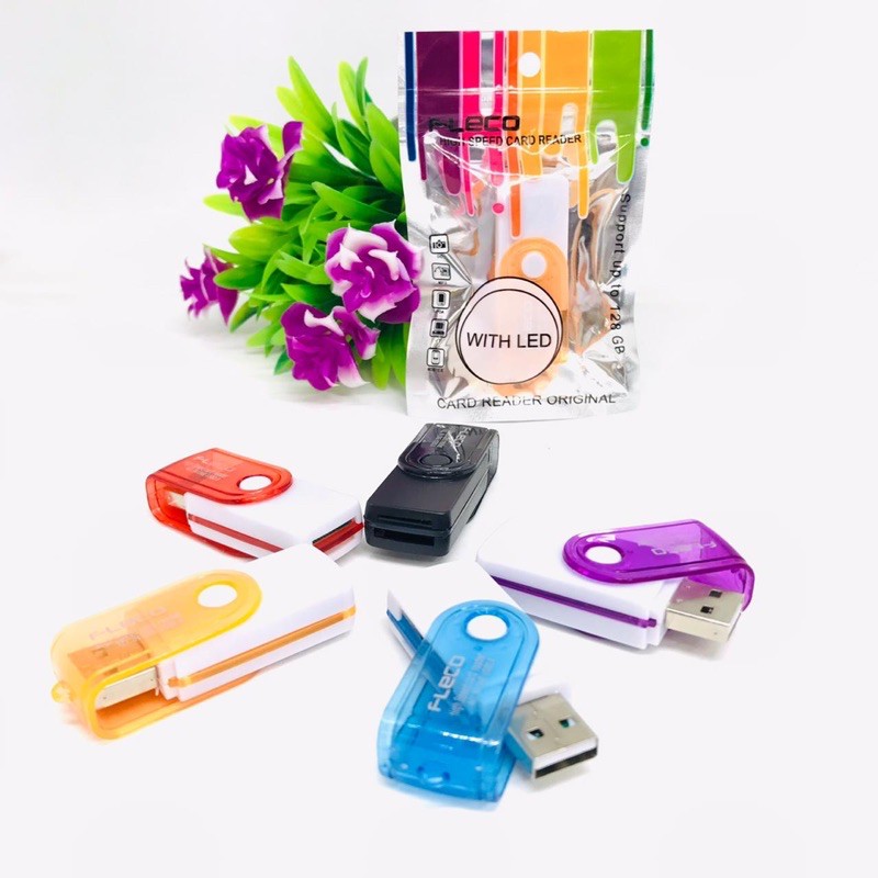 PROMO CARD READER FLECO ORIGINAL MULTY PUTAR 4in1 IC LED INDIKATOR SUPPORT UP TO 512GB