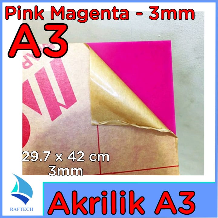 Akrilik A3 Lembaran 3mm Acrylic 3 mm Pink Magenta Marga Cipta