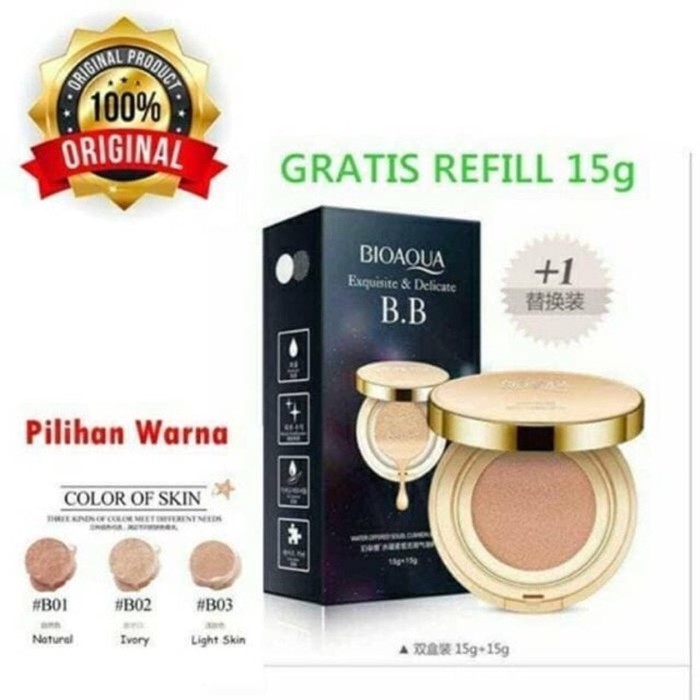 Jual BIOAQUA BB CUSHION EXQUISITE & DELICATE + REFFIL - BIOAQUA BB CUSHION