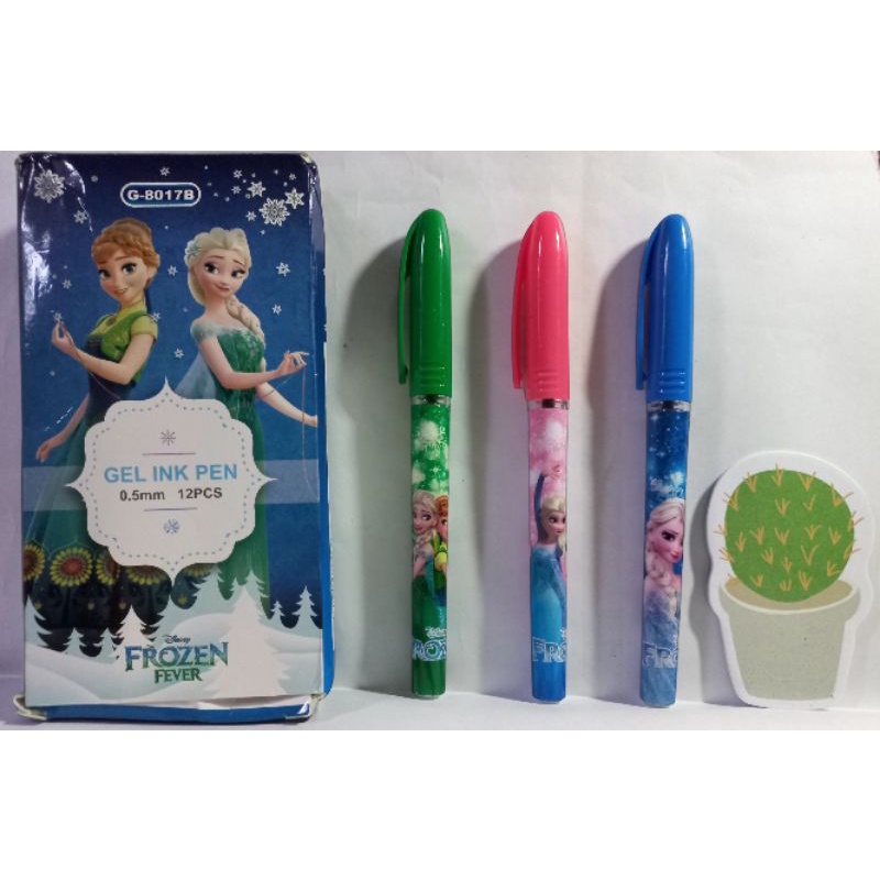 Pulpen pena gel karakter motif frozen / alat tulis motif frozen