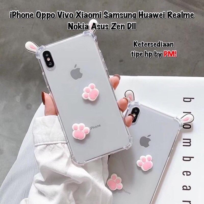 READY! Bunny Ear Case iPhone Oppo Vivo Xiaomi Samsung Nokia Realme 3 5 6 7 7i Pro S21 Note 20 Pro S9