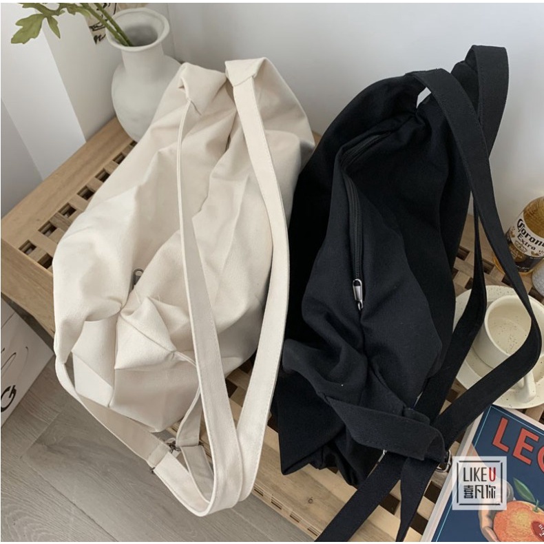 PEAKY Slingbag Tas Selempang Bahu Kanvas Wanita Pria Remaja Polos Vintage Sekolah Bag kuliah Korean Style Aesthetic Chikoisme (RSL)